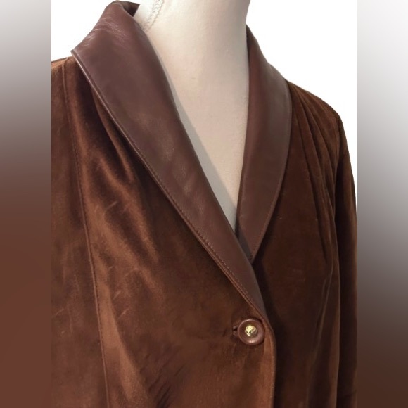 Stunning Estate Brown Leather Suede Jacket Coat Large Medium Designer 90s 80s - Picture 9 of 15